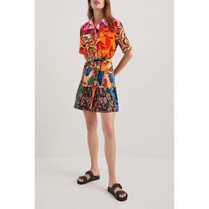 Desigual Maximalist Botanical Floral Bloom Mini Dress Short Sleeve Size Large